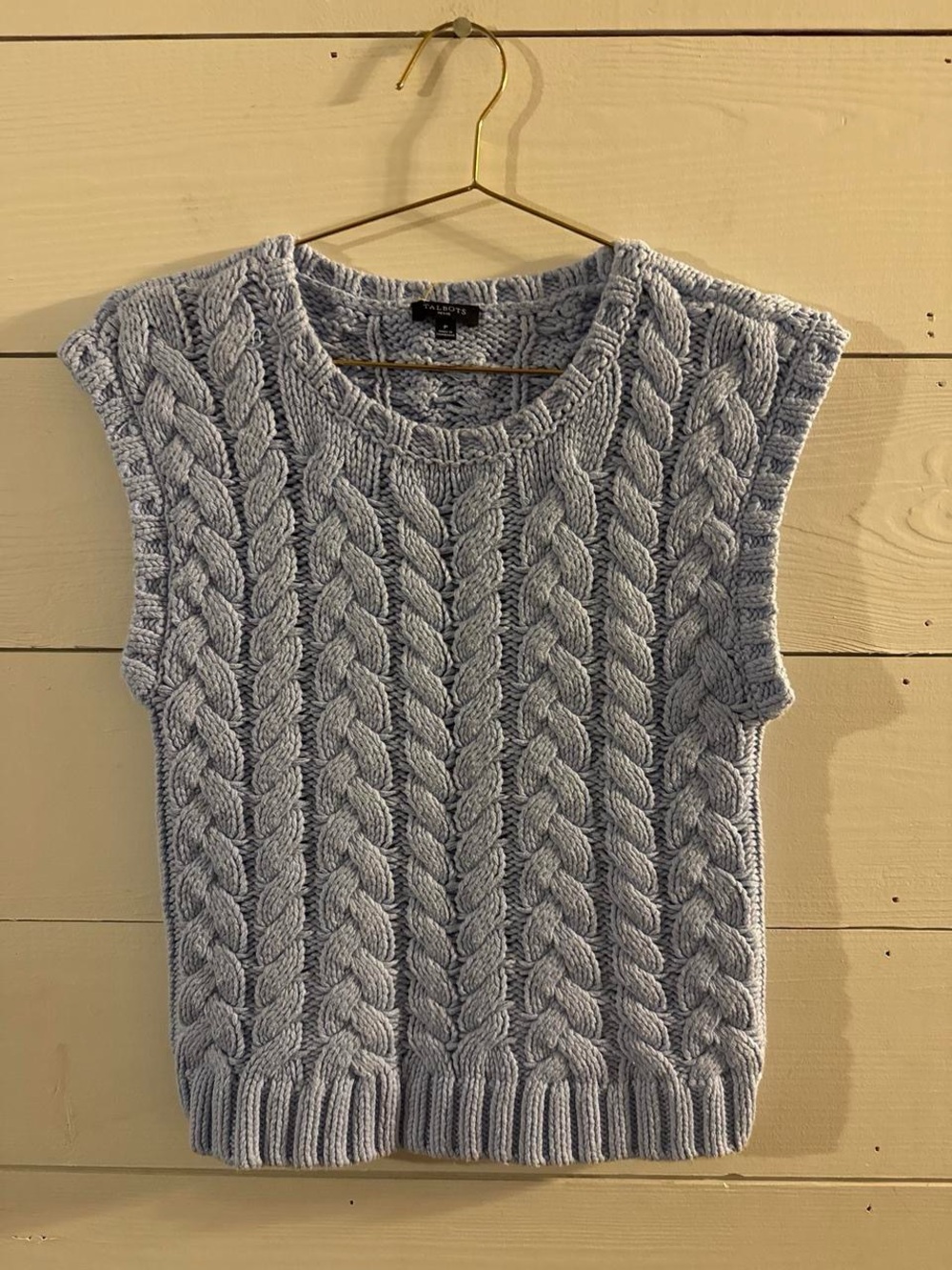Talbots Light Blue Cable Knit Sleeveless Sweater Vest